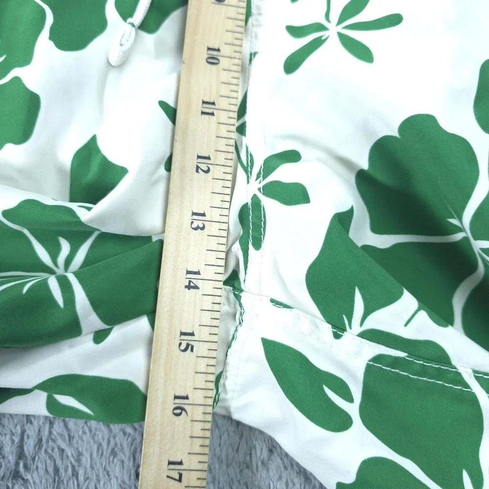 Abercrombie & Fitch Swim Trunks Mens Medium Green Floral Tugger Cargo Hawaiian